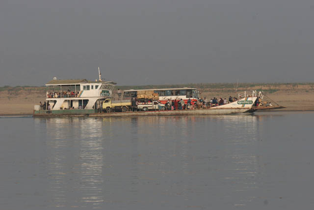 Ferry at Ayeyarwady river close Bagan. Myanmar (Burma).
