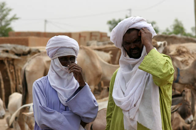 Local men at cattle market at Agadez town. Niger.