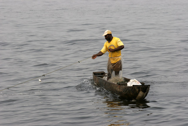 Fisherman near Lobe Falls. Cameroon.
