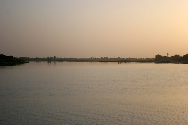 Sunset over Chari river. Lake Chad area. Cameroon.
