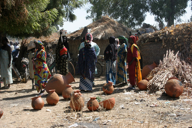 Village market at Kujapa. Mandara Mountains area. Cameroon.