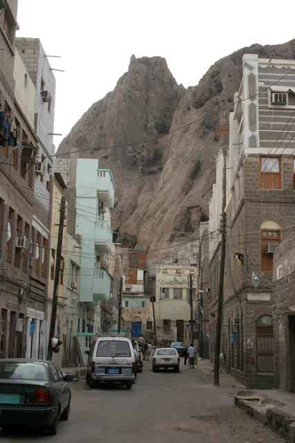Street at Aden city at part called Crater. Yemen.