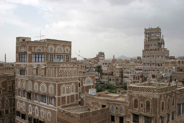 Houses at old quarter of Sana capitol. Yemen.