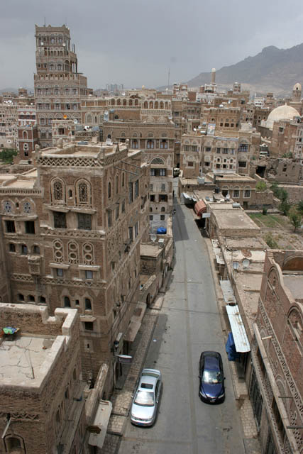 Street at old quarter of Sana capitol. Yemen.
