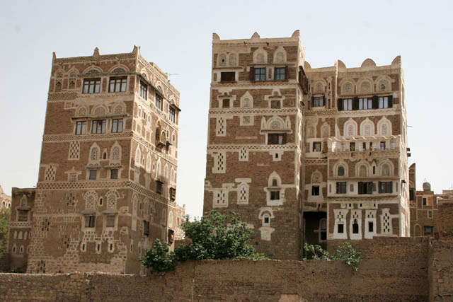 Houses at old quarter of Sana capitol. Yemen.