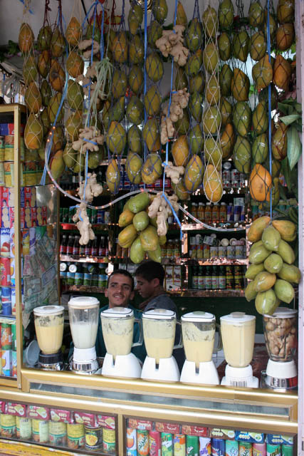 Fresh fruit juice shop. It is very popular among yemenis. Sana city. Yemen.