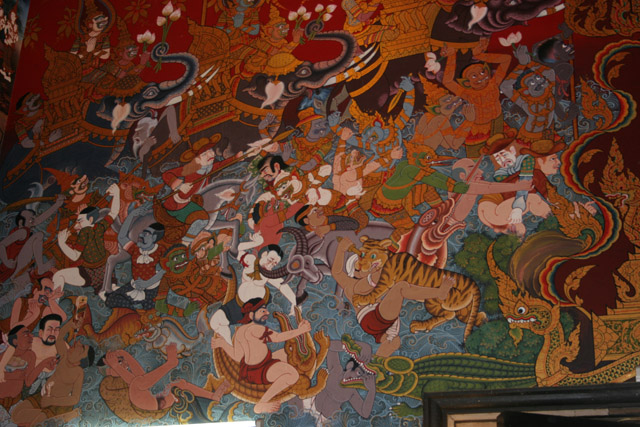 Wat Hua Lamphong, paintings in the temple interior, Bangkok, Thailand. Thailand.