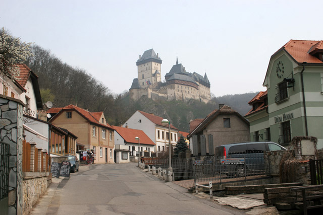 Karlstejn Castle. View from the village. Czech Republic.