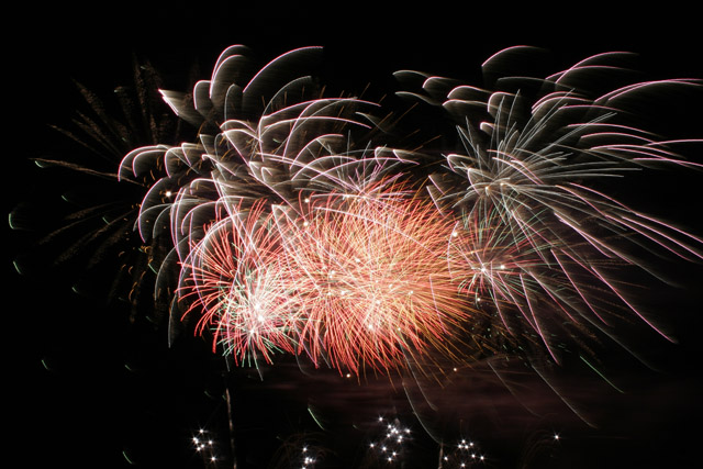 New Year Fireworks, 1.1.2007, Prague. Czech Republic.
