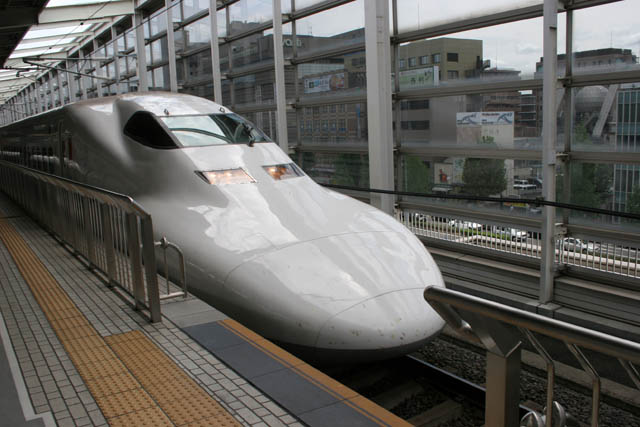 Shinkansen train. It is exciting experince to travel by Shinkansen. Japan.