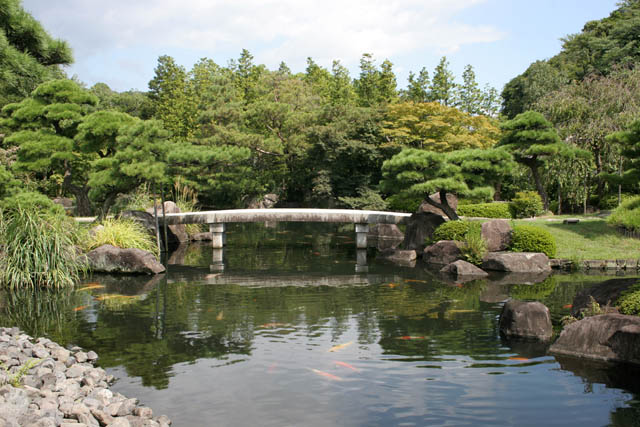 Koko-en garden at Himeji town. It is nice example of typical japanese garden. Japan.