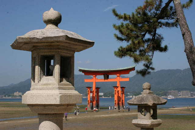 The Torii (gateway) at Miyajima Island is traditonal gateway of Itsukushima Shrine. It is sometimes called floating torii. Japan.
