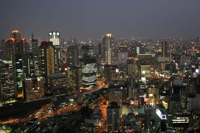 Osaka city at sunset. Japan.