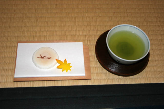 Snack at japanese tea house. Kenroku-en garden, Kanazawa town. Japan.