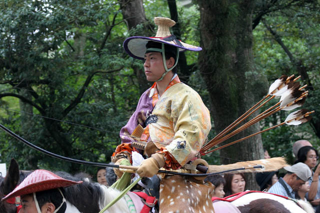Tsurugaoka Hachiman-gu Shrine Reitaisai (Annual Festival). Today is held Yabusame - traditional japanese horseback archery. Kamakura town. Japan.