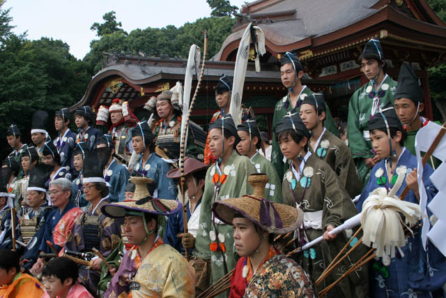 Tsurugaoka Hachiman-gu Shrine Reitaisai (Annual Festival). Today is held Yabusame - traditional japanese horseback archery. Kamakura town. Japan.