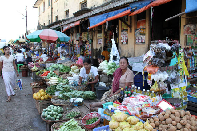 At the market, Sittwe town. Myanmar (Burma).