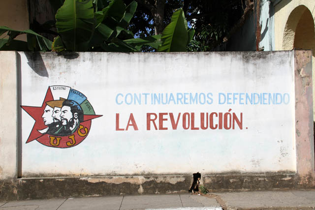 Propagandism graffitos are everywhere, Baracoa. Cuba.