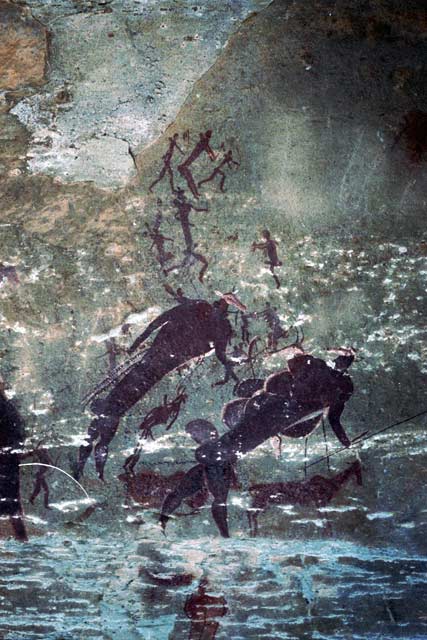 Bushman paintings, Giant's Castle National park, Drakensberg. South Africa.