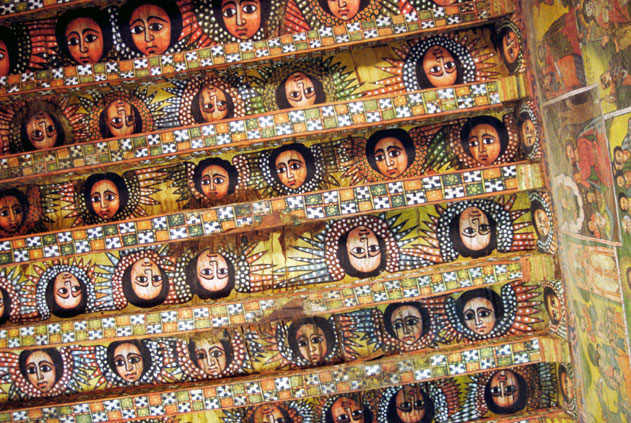 Paintings in Debre Berhan Selassie church in Gonder. North,  Ethiopia.
