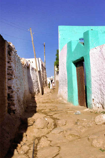 Small street in odl town Harar. East,  Ethiopia.