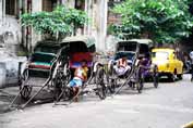 Resting rikshaws in Calcutta. India.