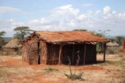 Houses with soil and grass on the roof around Jinka. Perfect for hot days. Ethiopia.