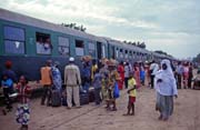 People mummery at one of the few train stops on route Keys-Bamako. Mali.