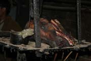 Roasted meat. Kyartho village, Chin State. Myanmar (Burma).