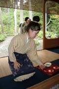 Traditional tea room at inside complex of Kinkaku-ji temple, Kyoto. Japan.