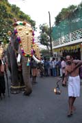 Pakalpooram (elephant procession) continues to Durban Hall Rd, Ernakulam Shiva Temple Festival (Ernakulathappan Uthsavam). Ernakulam, Kerala. India.
