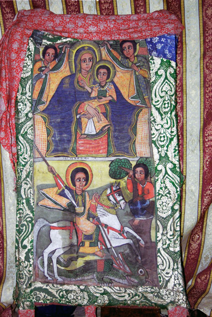 Holy picture at Lalibela stone church. North,  Ethiopia.