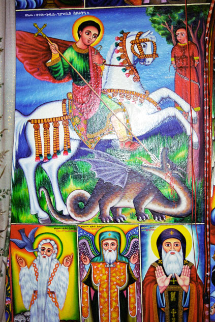 Holy picture at village church. Lake Tana. North,  Ethiopia.