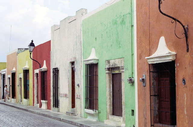 Street at historical center of Campeche city.  Mexico.