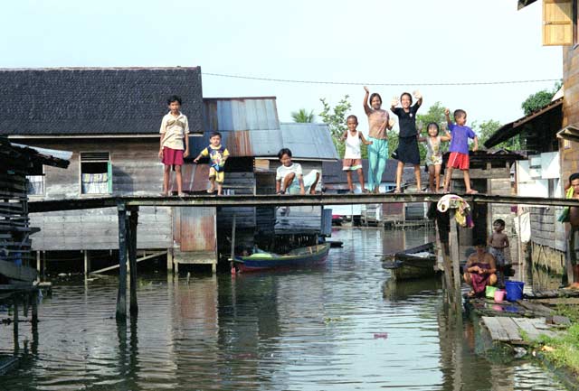 Life on river channels in Banjarmasin. Kalimantan,  Indonesia.