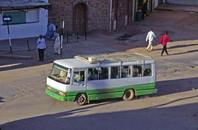 Minibus is used for local transport. Khartoum (Central). Sudan.