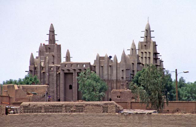 Muddy Misire mosque built at sahel architecture style, Mopti city. Mali.