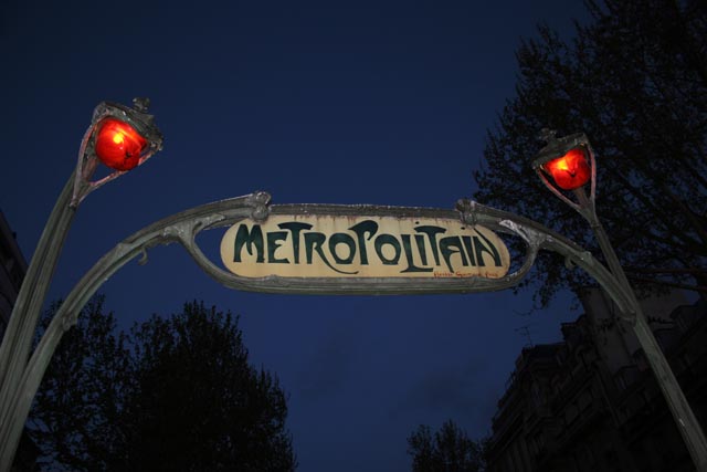Art nouveau metro entrance at Montmartre, Paris. France.