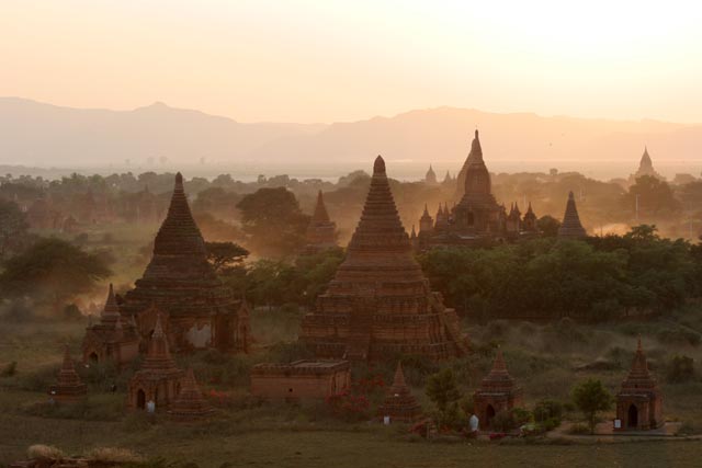 Sunset at the Temples of Bagan. Myanmar (Burma).