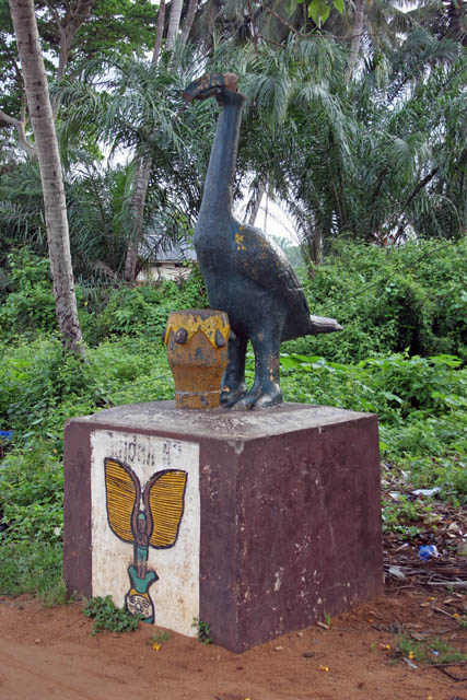 Voodoo symbols along Road of the saves (Route des Esclaves) in Ouidah town. Benin.