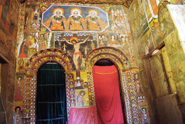 Paintings in Debre Berhan Selassie church in Gonder. North,  Ethiopia.